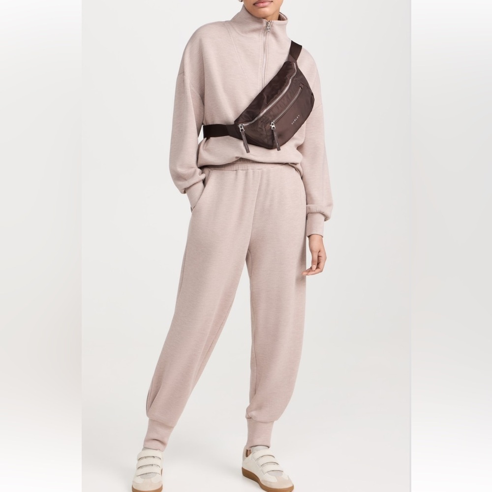 Varley Hawley Half Zip Cozy Quarter-Zip Sweatshirt and Joggers Set in Taupe